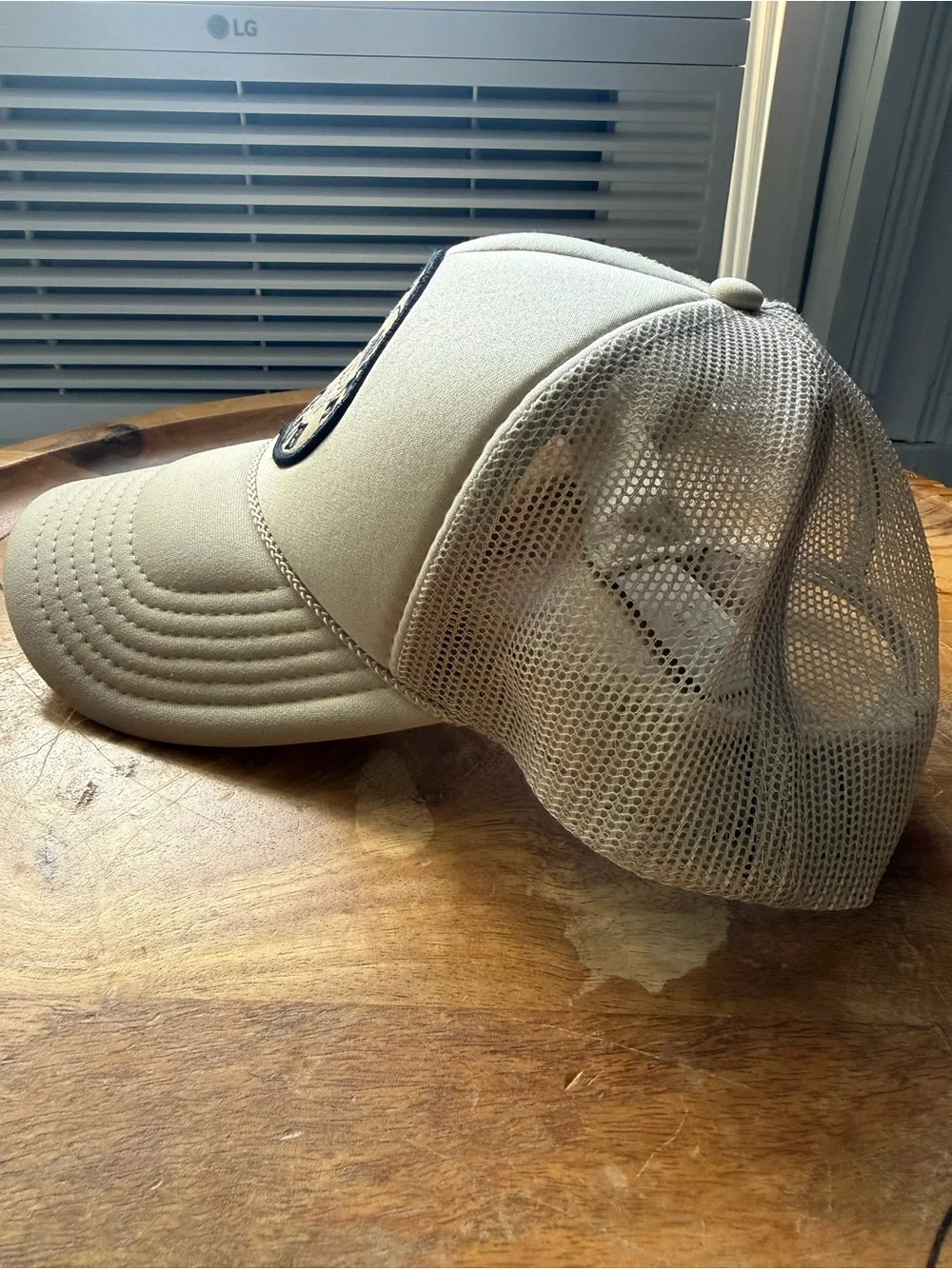 Tired Moms Club Beige Trucker Hat with Embroidered Patch